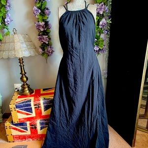 Madewell black double strap backless maxi dress w/ adjustable tie waist size S
